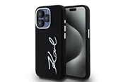 Telefon - Pokrowiec i etui - Karl Lagerfeld Silicone Metal Script Logo iPhone 15 Pro Max Case - Black - 3666339253370
