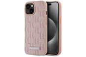 Telefon - Pokrowiec i etui - Karl Lagerfeld Leather Monogram Metal Logo MagSafe iPhone 15 Case - Pink - 3666339253905
