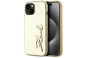 Telefon - Pokrowiec i etui - Karl Lagerfeld Wrinkled Metal Signature iPhone 15 Case - Gold - 3666339255442