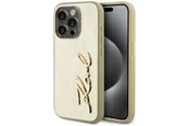 Telefon - Pokrowiec i etui - Karl Lagerfeld Wrinkled Metal Signature iPhone 15 Pro Case - Gold - 3666339255466
