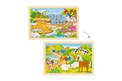 Puzzle - Goki Wooden Jigsaw Puzzle - Farm and Zoo - 24 pcs. Drewniany - 57302