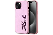 Telefon - Pokrowiec i etui - Karl Lagerfeld Wrinkled Metal Signature iPhone 15 Case - Pink - 3666339255589