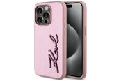 Telefon - Pokrowiec i etui - Karl Lagerfeld Wrinkled Metal Signature iPhone 15 Pro Max Case - Pink - 3666339255619