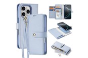 Telefon - Pokrowiec i etui - Dux Ducis Lava Leather Case for iPhone 16 Pro with Detachable Magnetic Wallet - Cyan - 6934913004982