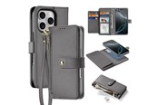 Telefon - Pokrowiec i etui - Dux Ducis Lava Leather Case for iPhone 16 Pro Max with Detachable Magnetic Wallet - Grey - 6934913003008