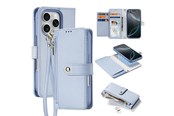 Telefon - Pokrowiec i etui - Dux Ducis Lava Leather Case for iPhone 16 Pro Max with Detachable Magnetic Wallet - Cyan - 6934913003015