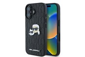 Telefon - Pokrowiec i etui - Karl Lagerfeld Monogram Karl & Choupette Head Pin iPhone 16 Case - Black - 3666339329365