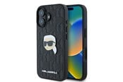 Telefon - Pokrowiec i etui - Karl Lagerfeld Monogram Karl Head Pin iPhone 16 Case - Black - 3666339329549