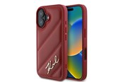 Telefon - Pokrowiec i etui - Karl Lagerfeld Diagonal Quilted Script iPhone 16 Case - Red - 3666339317768