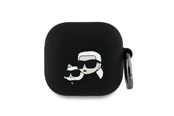 Telefon - Inne akcesoria - Karl Lagerfeld Silicone Karl&Chaupette Head 3D Case for AirPods 4 - Black - 3666339398095