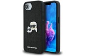 Telefon - Pokrowiec i etui - Karl Lagerfeld Fixed Glitter Karl&Choupette Heads Metal Pin iPhone 16e Case - Black - 3666339453664