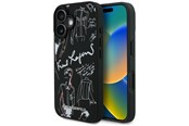 Telefon - Pokrowiec i etui - Karl Lagerfeld Grained Pattern & Logo MagSafe Case for iPhone 16 - Black - 3666339463304