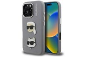 Telefon - Pokrowiec i etui - Karl Lagerfeld FW Grained Karl & Choupette Heads Pins Case for iPhone 16 Pro Max - Gray - 3666339457938