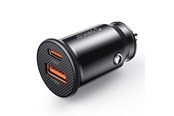 Telefon - Adapter i Ładowarka - ORICO PowerMini 30W USB-C + USB-A Car Charger - Black - PM-30-1A1C-BK-EP-HU