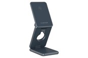 Telefon - Adapter i Ładowarka - Canyon 3-w-1 składana ładowarka bezprzewodowa 15W, ciemnoszara - CNS-WCS309M