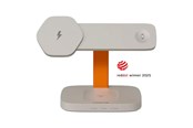 Telefon - Adapter i Ładowarka - Canyon Hexagon 3-w-1 ładowarka bezprzewodowa 15W, szary/Oran - CNS-WCS310LGOR
