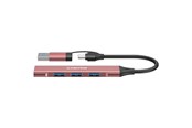 USB hub - Canyon DS-02 hub USB-A/C 4-w-1, różowy USB hub - 4 - USB 3.0 - Różowy - CNS-TDS02P