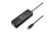 USB hub - ORICO PWCUR-C3 3-port USB hub 1x USB-A 3.0 1x USB-C 3.0 1x RJ45 Gigabit Ethernet 0.15 m - black USB hub - USB 3.0 - Czarny - PWCUR-C3-015-BK-EP