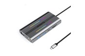 USB hub - ORICO XCR 12in1 RGB USB-C Docking Station 3x USB-A USB-C PD 100W HDMI 4K VGA RJ45 Gigabit SD and microSD Card Reader - Gray USB hub - 12 - USB 3.1 - Szary - XDR-X2-GY-BP