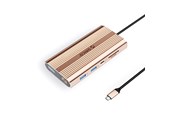 USB hub - ORICO XDR 12in1 USB-C Docking Station USB-A USB-C 2x HDMI 4K 60Hz DisplayPort 4K 60Hz RJ45 Gigabit PD 100W SD and microSD Card Reader - Rose Gold USB hub - 12 - USB 3.1 - XDR-X33-RG-BP