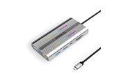 USB hub - ORICO XDR 12in1 RGB USB-C Docking Station USB-A USB-C 2x HDMI 4K 60 Hz DisplayPort 4K 60 Hz RJ45 Gigabit PD 100W SD and microSD Card Reader - Silver USB hub - 12 - USB 3.1 - Szary - XDR-X3-SV-BP
