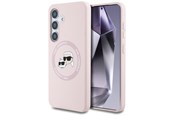 Telefon - Pokrowiec i etui - Karl Lagerfeld Silicone Double Heads And Circle MagSafe Samsung Galaxy S25 Case Pink - 3666339450205
