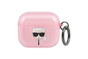 Telefon - Inne akcesoria - Karl Lagerfeld Glitter Karl's Head Case for AirPods 3 - Pink - 3666339030339