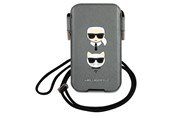 Telefon - Pokrowiec i etui - Karl Lagerfeld Saffiano Ikonik Karl&Choupette Head 6.1'' Handbag - Gray - 3666339030773