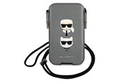 Telefon - Pokrowiec i etui - Karl Lagerfeld Saffiano Ikonik Karl&Choupette Head 6.7'' Handbag - Gray - 3666339030780