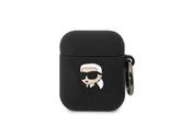 Telefon - Inne akcesoria - Karl Lagerfeld KLA2RUNIKK AirPods 1/2 cover black/black Silicone Karl Head 3D - 3666339087807