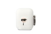Telefon - Inne akcesoria - Karl Lagerfeld KLA2RUNIKH AirPods 1/2 cover white/white Silicone Karl Head 3D - 3666339087838