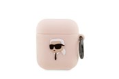 Telefon - Inne akcesoria - Karl Lagerfeld KLA2RUNIKP AirPods 1/2 cover pink/pink Silicone Karl Head 3D - 3666339087869