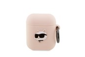 Telefon - Inne akcesoria - Karl Lagerfeld KLA2RUNCHP AirPods 1/2 cover pink/pink Silicone Choupette Head 3D - 3666339087951