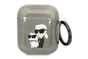 Telefon - Inne akcesoria - Karl Lagerfeld KLA2HNKCTGK Airpods 1/2 cover black/black Gliter Karl&Choupette - 3666339088132