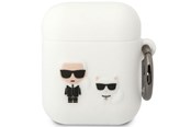 Telefon - Inne akcesoria - Karl Lagerfeld KLACA2SILKCW AirPods 1/2 cover white/white Silicone Karl & Choupette - 3666339088194