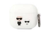 Telefon - Inne akcesoria - Karl Lagerfeld KLACA3SILKCW AirPods 3 cover white/white Silicone Karl & Choupette - 3666339088217