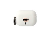 Telefon - Inne akcesoria - Karl Lagerfeld KLAP2RUNIKH AirPods Pro 2 cover white/white Silicone Karl Head 3D - 3666339099244