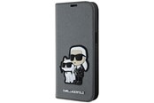 Telefon - Pokrowiec i etui - Karl Lagerfeld KLBKP14SSANKCPG iPhone 14 6.1" bookcase silver/silver Saffiano Karl & Choupette - 3666339122829