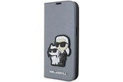 Telefon - Pokrowiec i etui - Karl Lagerfeld KLBKP14LSANKCPG iPhone 14 Pro 6.1" bookcase silver/silver Saffiano Karl & Choupette - 3666339122843