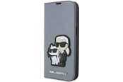 Telefon - Pokrowiec i etui - Karl Lagerfeld KLBKP14XSANKCPG iPhone 14 Pro Max 6.7" bookcase silver/silver Saffiano Karl & Choupette - 3666339122850