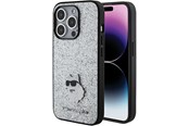 Telefon - Pokrowiec i etui - Karl Lagerfeld Fixed Glitter Choupette Logo Metal Pin Case for iPhone 15 Pro Max - Silver - 3666339165307