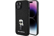 Telefon - Pokrowiec i etui - Karl Lagerfeld Fixed Glitter Ikonik Logo Metal Pin case for iPhone 15 - black - 3666339165390