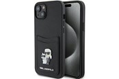 Telefon - Pokrowiec i etui - Karl Lagerfeld Saffiano Cardslot Karl&Choupette Metal Pin case for iPhone 15 - black - 3666339165512