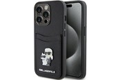 Telefon - Pokrowiec i etui - Karl Lagerfeld Saffiano Cardslot Karl&Choupette Metal Pin case for iPhone 15 Pro - black - 3666339165536