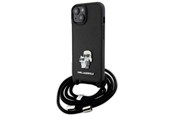 Telefon - Pokrowiec i etui - Karl Lagerfeld Crossbody Saffiano Metal Pin Karl & Choupette case for iPhone 15 Plus - black - 3666339165765