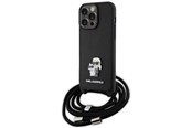 Telefon - Pokrowiec i etui - Karl Lagerfeld Crossbody Saffiano Metal Pin Karl & Choupette Case for iPhone 15 Pro Max - Black - 3666339165789