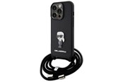 Telefon - Pokrowiec i etui - Karl Lagerfeld Crossbody Saffiano Monogram Metal Pin Karl & Choupette Case for iPhone 15 Pro - Black - 3666339165895