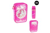 Przybory szkolne - Tinka DOUBLE PENCIL CASE UNICORN WITH SEQUINS - 8-804214