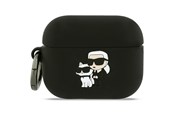 Telefon - Inne akcesoria - Karl Lagerfeld Silicone Karl & Chaupette Head 3D Case for AirPods Pro 3 - Black - 3666339574680