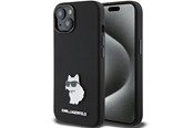 Telefon - Pokrowiec i etui - Karl Lagerfeld Silicone Choupette Metal Pin case for iPhone 15 Plus / 14 Plus - black - 3666339166366